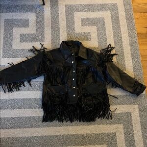 Fringed Black Leather Jacket